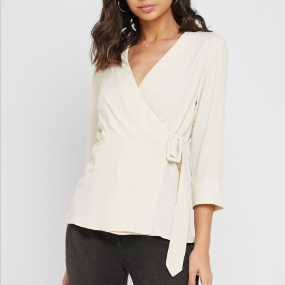 NWOT Topshop Belted Wrap Top, Size 8 - Picture 1 of 12